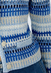 Oui Striped Knit Cardigan, Light Blue