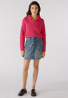 OUI High Neck Half-Zip Knit Jumper, Pink
