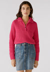OUI High Neck Half-Zip Knit Jumper, Pink