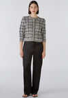 Oui Tweed Knit Short Cardigan, Black & Off White