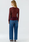 Oui Long Sleeve Lace Mesh Top, Wine
