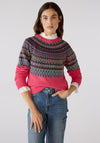 OUI Nordic Print Knit Sweater, Pink