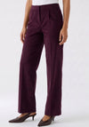 Oui Lacy Straight Leg Tailored Trousers, Burgundy