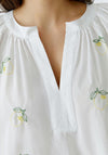 OUI Lemon Embroidered Tunic Blouse, White