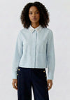 Oui Collar With Detail Striped Blouse, Blue