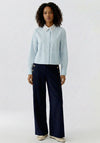 Oui Collar With Detail Striped Blouse, Blue