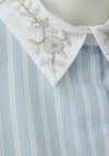 Oui Collar With Detail Striped Blouse, Blue