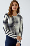 OUI Marea Striped Button Up Cardigan, Navy