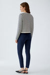OUI Marea Striped Button Up Cardigan, Navy