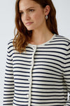 OUI Marea Striped Button Up Cardigan, Navy