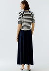 Oui Striped Knit Short Sleeves Cardigan, White