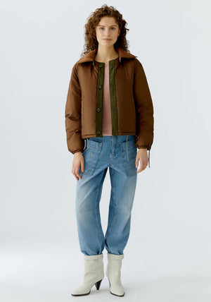 Oui Reversible Outdoor Jacket, Brown/Green