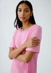 Oui Ribbed Neck Linen Dress, Pink