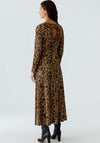 Oui Leopard Long Sleeves Aline Maxi Dress, Tan
