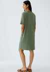 Oui Ribbed Neck Linen Dress, Green