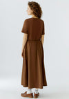 Oui Casual Mixed Texture Long Dress, Brown