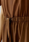 Oui Casual Mixed Texture Long Dress, Brown