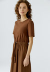Oui Casual Mixed Texture Long Dress, Brown