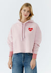 Oui Love Heart Hooded Sweatshirt, Pink