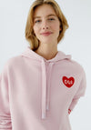 Oui Love Heart Hooded Sweatshirt, Pink