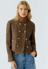 Oui Wool Blend Check Jacket, Brown