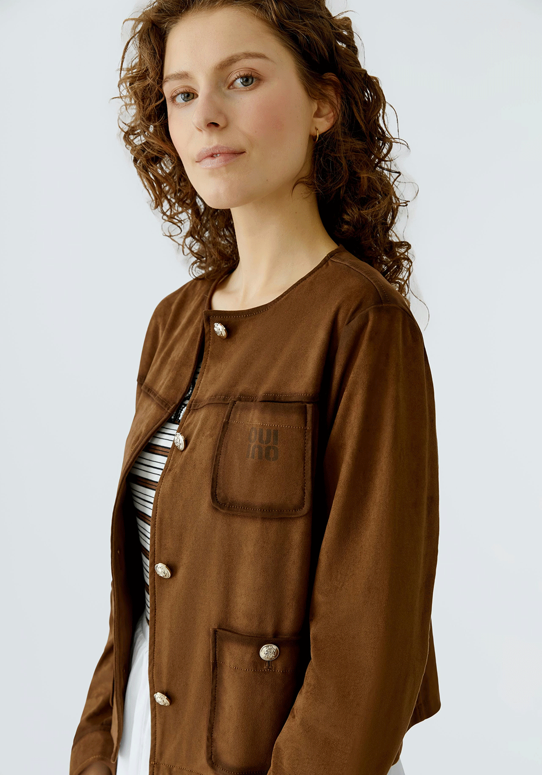 Oui Faux Suede Jacket, Fudge Brown
