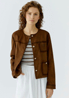 Oui Faux Suede Jacket, Fudge Brown