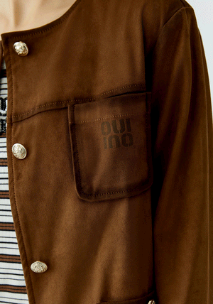 Oui Faux Suede Jacket, Fudge Brown