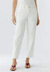 Oui Stretch Denim with Frayed Waist Jeans, Cream