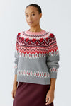 OUI Bright Norwegian Pullover Jumper, Red