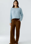 Oui Cable Knit Crop Jumper, Blue
