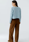 Oui Cable Knit Crop Jumper, Blue