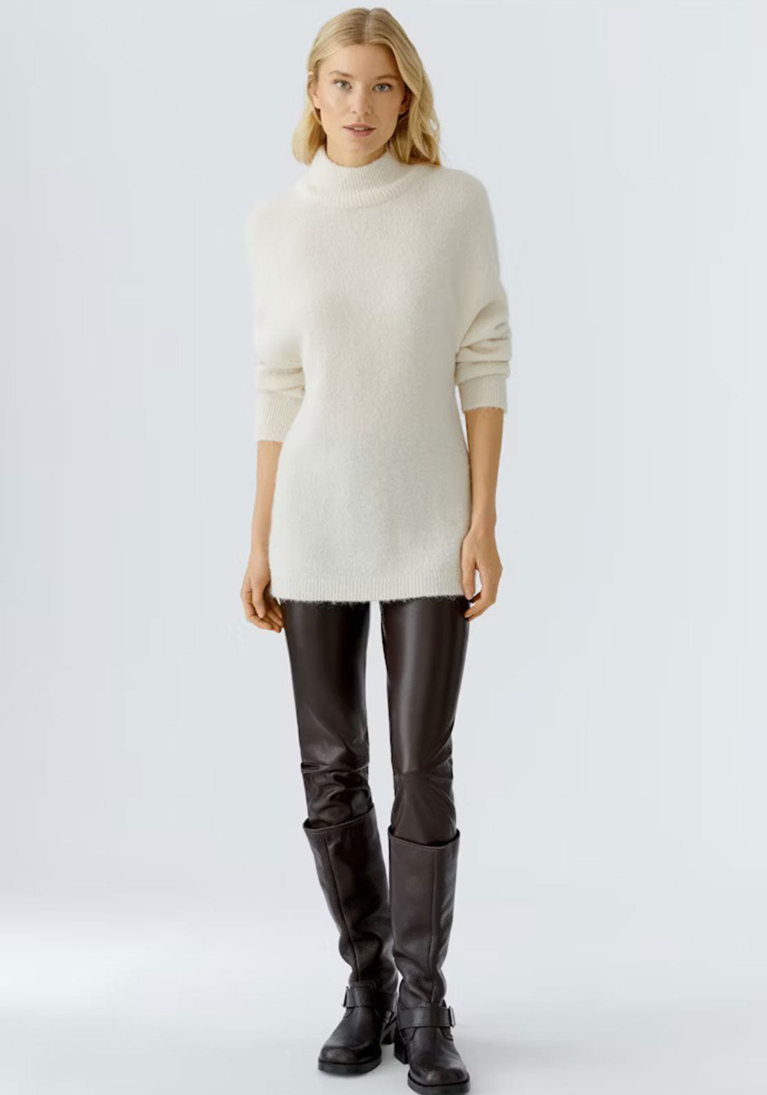 Oui Knit Long Sleeves Alpaca Wool Jumper, Off White
