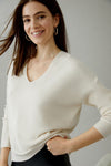 Oui Freyja V Neck Jumper, Off White