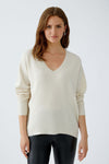 Oui Freyja V Neck Jumper, Off White