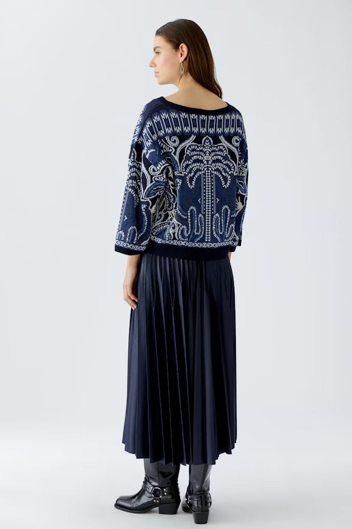 OUI Paisley Short Sleeve Jumper, Blue