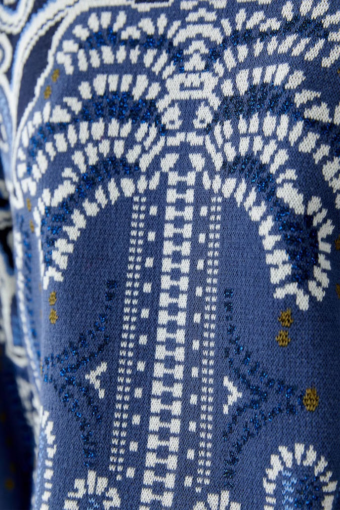 OUI Paisley Short Sleeve Jumper, Blue