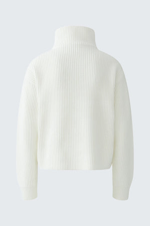 Oui Rib Knit Half Zip Jumper, Off White