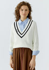 Oui V-Neck Sweater, White