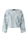 Oui Textured Cropped Jumper, Blue