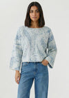 Oui Textured Cropped Jumper, Blue