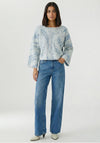 Oui Textured Cropped Jumper, Blue