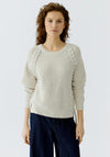 Oui Criss-Cross Detail Knitted Pullover, Cream