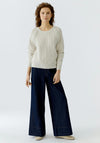 Oui Criss-Cross Detail Knitted Pullover, Cream