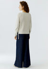 Oui Criss-Cross Detail Knitted Pullover, Cream