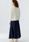 Oui Knitted Jumper with Floral Design, White
