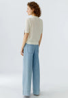 Oui Contrast Panel Faux Suede Cardigan, White