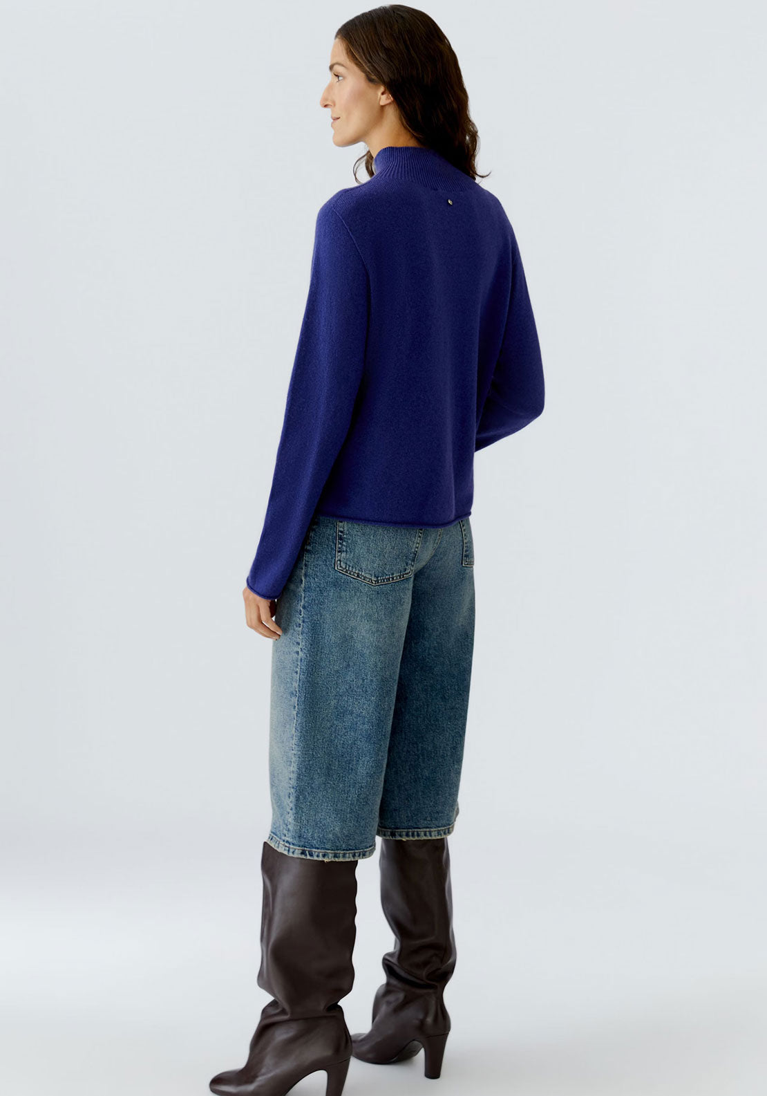 Oui Rib Knit Pocket Detail Jumper, Blue