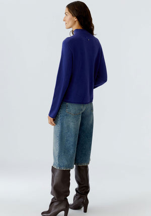 Oui Rib Knit Pocket Detail Jumper, Blue