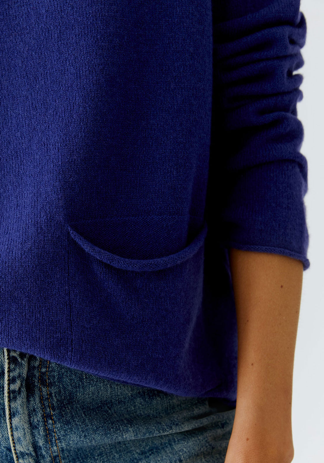 Oui Rib Knit Pocket Detail Jumper, Blue